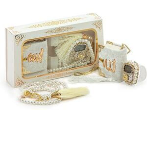 Mini Velvet Quran Set with Islamic Finger Counter, Portable Digital Tasbeeh